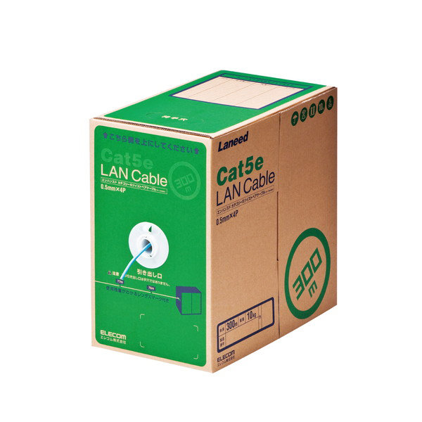 RoHS対応LANケーブル/CAT5E/300m/ライトブルー/簡易パッケージ LD-CT2/LB300/RS