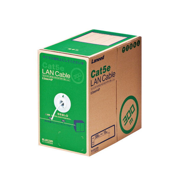 RoHS対応LANケーブル/CAT5E/300m/ホワイト/簡易パッケージ LD-CT2/WH300/RS