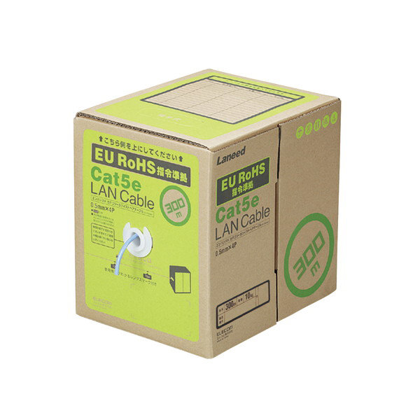 RoHS対応LANケーブル/CAT5E/300m/ブルー/簡易パッケージ/ヨリ線仕様 LD-CT2/BU300YR