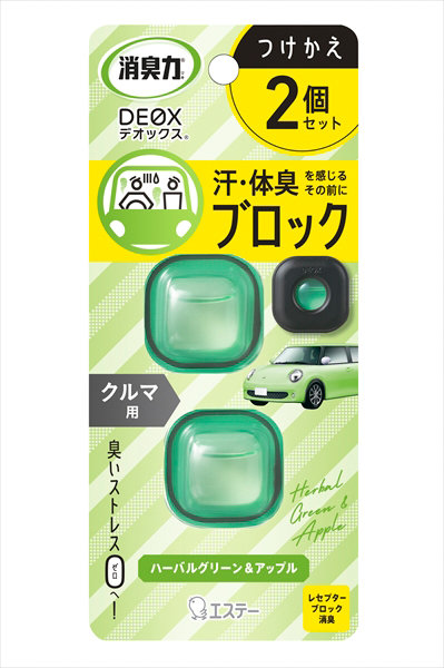 消臭力DEOXクルマ用つけかえ2個セットハーバルグリーン＆アップル