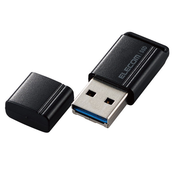 SSD 外付け 1TB USB3.2 Gen1 読出最大400MB/秒 超小型 USBメモリ型 ポータブル キャップ式 高速 耐衝撃 【 Windows 11 10 Mac テレビ録画 等対応 】 ブラック ESD-EXS1000GBK