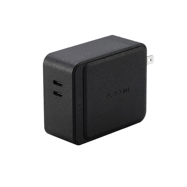 モバイルバッテリー コンセント 一体型 5000mAh PD 最大45W 急速充電 出力（ USB Type-C ×2） 2台同時充電可 小型 軽量 折りたたみプラグ ブラック EC-C20LBK