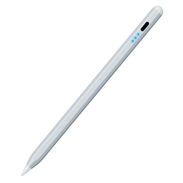 タッチペン iPad用 充電式 スタイラスペン USB Type-C 急速充電 傾き検知 誤作動防止 磁気吸着 【 2018年以降 iPad / Pro / Air / mini 各種対応 】 シルバー P-TPACSTAP07SV
