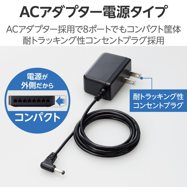 スイッチングハブ LAN ハブ 8ポート Giga対応 1000/100/10Mbps プラスチック筐体 マグネット AC電源 ファンレス 静音 省エネ機能 壁掛け設置対応 ブラック EHC-G08PA4-JB スイッチングハブ LAN ハブ 8ポート Giga対応 1000/100/10Mbps プラスチック筐体 マグネット AC電源 ファンレス 静音 省エネ機能 壁掛け設置対応 ブラック EHC-G08PA4-JB
