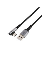 USB Type-C ケーブル （ USB-A to C ） 0.3m L字 ナイロンメッシュ 高速データ転送 【 Type C ポート搭載 スマホ タブレット 等対応 】 ブラック MPA-ACECL03BK