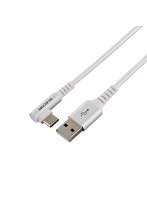 USB Type-C ケーブル （ USB-A to C ） 0.3m L字 ナイロンメッシュ 高速データ転送 【 Type C ポート搭載 スマホ タブレット 等対応 】 ホワイト MPA-ACECL03WH
