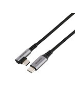 USB Type-C ケーブル （ USB-C to C ） 0.3m L字 PD 60W 急速充電 ナイロンメッシュ 【 Type C ポート搭載 スマホ タブレット Nintendo Switch 等対応 】 ブラック MPA-CCECL03BK