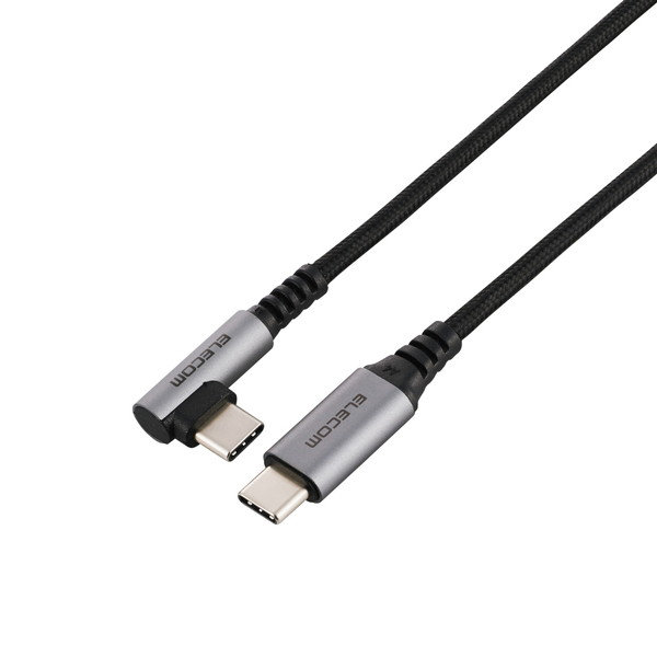 USB Type-C ケーブル （ USB-C to C ） 2m L字 PD 60W 急速充電 ナイロンメッシュ 【 Type C ポート搭載 スマホ タブレット Nintendo Switch 等対応 】 ブラック MPA-CCECL20BK