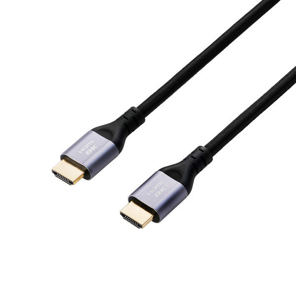 HDMI 2.1 ケーブル ウルトラハイスピード 2m 8K 60Hz 4K 120Hz eARC VRR Dynamic HDR ナイロンメッシュ Ultra High Speed HDMI Cable 認証品 ブラック ECDH-HD21E20SBK