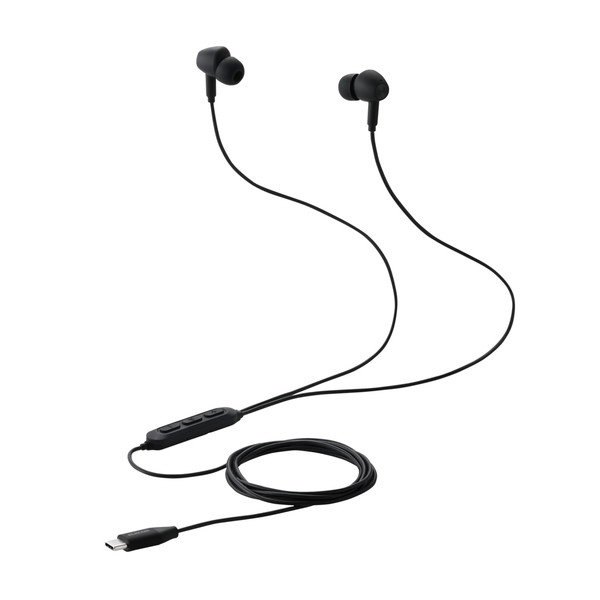 USB Type-C イヤホン 有線 ANC ノイズキャンセリング マイク付き カナル型 通話対応 音量調整 DAC搭載 ハイレゾ対応 ブラック EHP-DF17CMBK