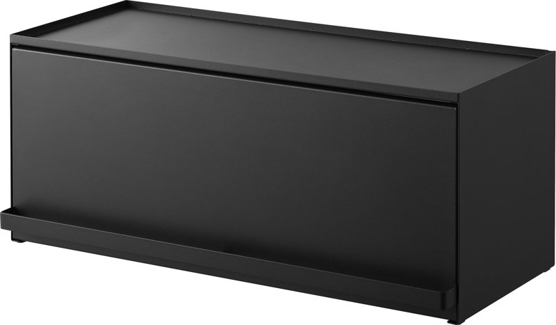 前が開くキッチンカウンター上収納ラック タワー D24 ブラック