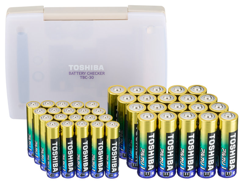 東芝 X-JOUBI SET6 アルカリ乾電池 単3形（2P×10） / 単4形（2P×10） /バッテリーチェッカー 1台 ［ LR6AN 2KP / LR03AN 2KP / TBC-30（W） まとめ買い ］