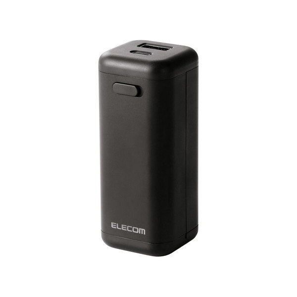 モバイルバッテリー 乾電池式 （ USB Type-C / USB-A ポート ） 単3×4本 充電器 【 iPhone Android スマホ 対応 】 ケーブル付属 防災グッズ ブラック DE-KD06BK