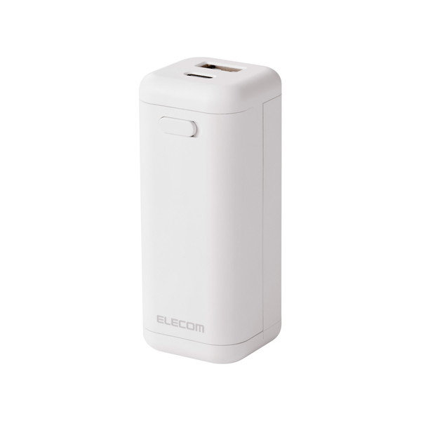 モバイルバッテリー 乾電池式 （ USB Type-C / USB-A ポート ） 単3×4本 充電器 【 iPhone Android スマホ 対応 】 ケーブル付属 防災グッズ ホワイト DE-KD06WH