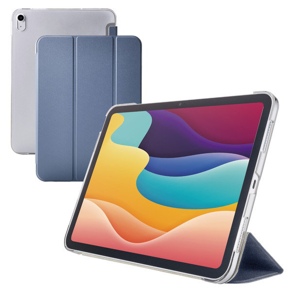 iPad ケース 11インチ （ A16 ） / 10.9インチ 第10世代 フラップ カバー 2アングル スタンド オートスリープ機能 軽量 薄型 背面クリア ブルーグレー TB-A25RWVBG