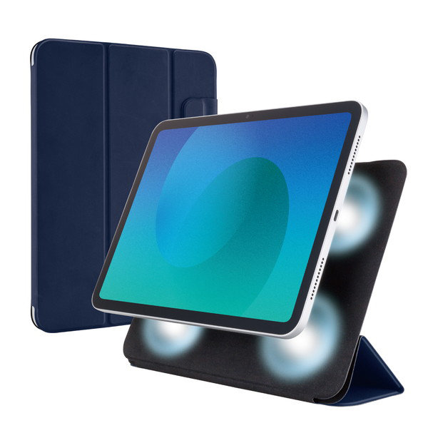 iPad ケース 11インチ （ A16 ） / 10.9インチ 第10世代 マグネット着脱フラップ カバー 2アングル 三つ折りスタンド オートスリープ機能 軽量 薄型 ネイビー TB-A25RWVPF2NV