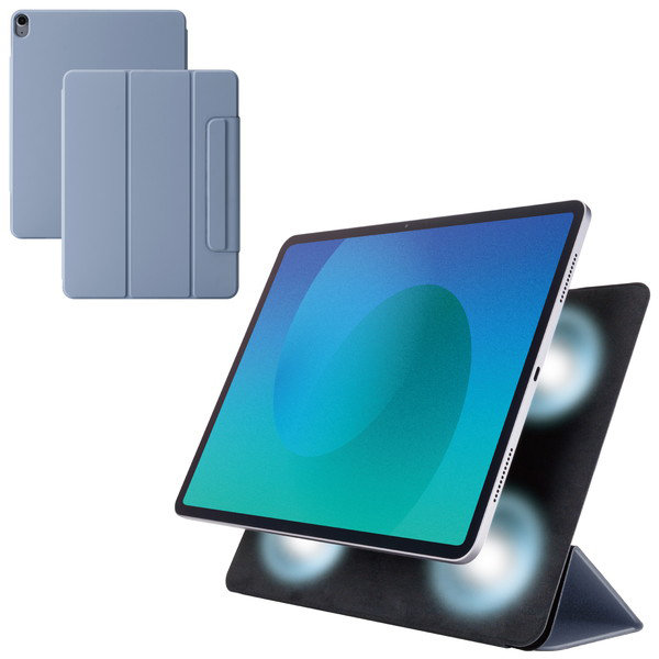 iPad Air ケース 13インチ （ M3 / M2 ） マグネット着脱フラップ カバー 2アングル 三つ折りスタンド オートスリープ機能 軽量 薄型 ブルーグレー TB-A25XWVPF2BG