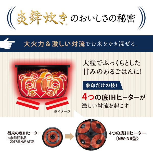 象印圧力IH炊飯ジャー「炎舞炊き」 5.5合炊き NW-NB10-BZ スレートブラック 象印圧力IH炊飯ジャー「炎舞炊き」 5.5合炊き NW-NB10-BZ スレートブラック