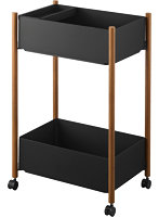 小物トレー付き収納ワゴン 2段 リン ブラウン