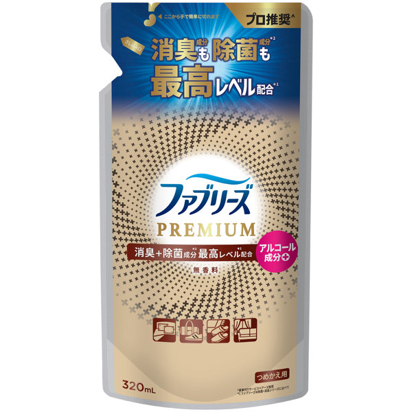 ファブリーズW除菌＋消臭プレミアム無香料つめかえ 320ML