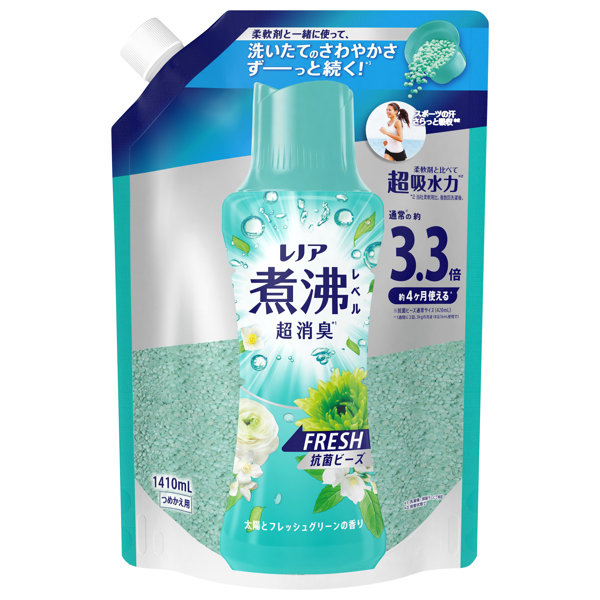 レノア煮沸レベル消臭抗菌ビーズみずみずしく香るフレッシュグリーンの香りつめかえ用超特大 1410ML