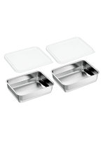 よこやま 燕熟の技 バット1/2サイズ・蓋×各2個 保存に便利なステンレスバット 吊るせる穴付き YB-600