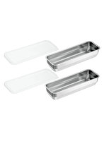 よこやま 燕熟の技 バット1/2Lサイズ・蓋×各2個 保存に便利なステンレスバット 吊るせる穴付き YB-700