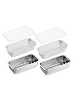 よこやま 燕熟の技 バット1/3サイズ&ザル・蓋×各2個 保存や下ごしらえに便利なステンレスバット YB-800