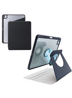 iPad Pro ケース 13インチ （ M4 ） マグネット着脱フラップ カバー 360度回転 Apple Pencil収納 2段階角度調節 スタンド オートスリープ機能 背面クリア ブラック TB-A25PLMG360BK