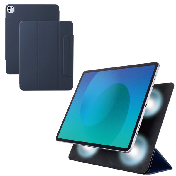 iPad Pro ケース 13インチ （ M4 ） マグネット着脱フラップ カバー 2アングル スタンド オートスリープ機能 軽量 薄型 ネイビー TB-A25PLWVPF2NV