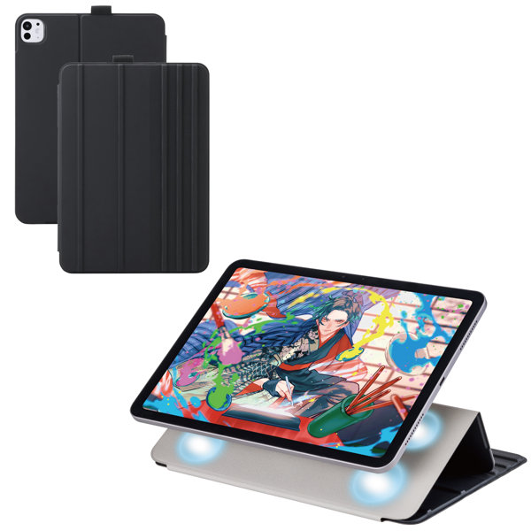 iPad Pro ケース 11インチ （ M4 ） マグネット着脱フラップ カバー 7段階角度調節 スタンド オートスリープ機能 ブラック TB-A25PMWVDBK