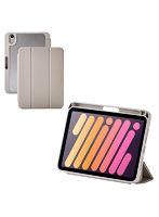 iPad mini ケース 8.3インチ （ A17 Pro ） / 第6世代 マグネット式フラップ Apple Pencil収納 2アングル スタンド オートスリープ機能 背面クリア グレージュ TB-A25SWVJM3GB