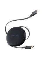 巻き取り式 充電ケーブル USB-C to USB-C 90cm PD60W データ転送対応 コンパクト収納 ブラック MPA-CCECRLC09BK