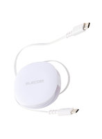 巻き取り式 充電ケーブル USB-C to USB-C 90cm PD60W データ転送対応 コンパクト収納 ホワイト MPA-CCECRLC09WH