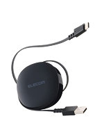 巻き取り式 充電ケーブル USB-A to USB-C 90cm データ転送対応 コンパクト収納 ブラック MPA-ACRL09BK