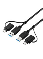 データ移行ケーブル USBリンクケーブル 1.5m Windows11/10/Mac対応 USB3.0/5Gbps 高速転送 ドラッグ＆ドロップ インストール不要 キーボード・マウス共有 黒 UC-TV8BK