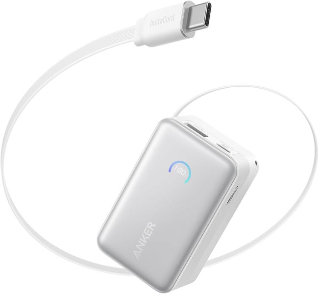Anker Nano Power Bank （10000mAh， 45W， 巻取り式 USB-Cケーブル） ホワイト A1638N21 5,033円