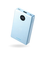 モバイルバッテリー 10000mAh 薄型 軽量 35W PSE適合 半固体リチウム 長寿命 iPhone Android Switch 対応 LED残量1％表示 ブルー DE-C86-10000BU
