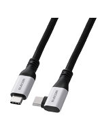 L字 USB-C to USB-C ケーブル PD 100W対応 5Gbps USB3.2（Gen1） 映像出力 DP Alt Mode対応 高耐久 ナイロンメッシュ 2m ブラック MPA-CCEC5GL20BK