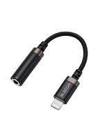 Lightningプラグ イヤホンジャック 変換ケーブル 3.5mm 4極 通話対応 高耐久 ナイロンメッシュ 約10cm ブラック MPA-L35ECS01BK