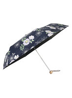 三国 MKN 遮光＆遮熱 黒コーティング傘 50cm楽ミニ 水彩フラワー mini ネイビー S2517904