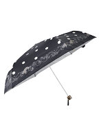 三国 MKN シルバーコーティング雨晴兼用 55cm耐風楽ミニ傘 猫と水玉 ブラック S2712002