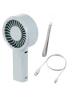 ハンディファン 携帯扇風機 コンパクト 大風量 5段階風量 USB Type-C充電 自動安全OFF ハンドストラップ付き グリーン FAN-U261GN