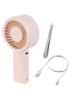 ハンディファン 携帯扇風機 コンパクト 大風量 5段階風量 USB Type-C充電 自動安全OFF ハンドストラップ付き ピンク FAN-U261PN