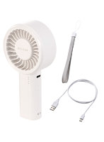 ハンディファン 携帯扇風機 コンパクト 大風量 5段階風量 USB Type-C充電 自動安全OFF ハンドストラップ付き ホワイト FAN-U261WH