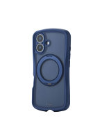 iPhone 16 ケース ハイブリッド カバー 衝撃吸収 MAGKEEP 磁力吸着ワイヤレス充電対応 回転式スタンド付 Grippy ネイビー PM-A24AGRSTKMNV