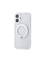 iPhone 16 ケース ハイブリッド カバー 衝撃吸収 MAGKEEP 磁力吸着ワイヤレス充電対応 回転式スタンド付 ホワイト PM-A24AMGSTKMWH