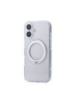 iPhone 16 ケース ハイブリッド カバー 衝撃吸収 MAGKEEP 磁力吸着ワイヤレス充電対応 回転式スタンド付 シルバー PM-A24AMGSTKSV