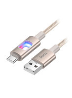 hoco. U144 カラフルLED Type-Cケーブル RGBイルミネーション搭載 USB-A to USB-C ゴールド U144-AC-GD