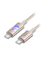 hoco. U144 カラフルLED PD60Wケーブル RGBイルミネーション搭載 USB-C to USB-C ゴールド U144-CC-GD